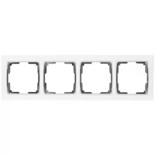 Рамка для розеток и выключателей Werkel Snabb 4 поста, цвет белый/хром