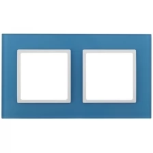 ЭРА 14-5102-28 ЭРА Рамка на 2 поста, стекло, Эра Elegance, голубой+бел (5/50/1200)