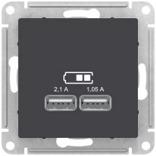 Розетка 2гн USB+USB с/у карбон механизм AtlasDesign Schneider Electric