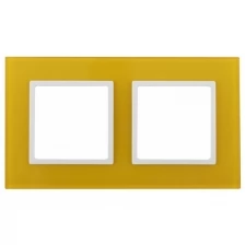 ЭРА 14-5102-21 ЭРА Рамка на 2 поста, стекло, Эра Elegance, жёлтый+бел (5/50/1200)