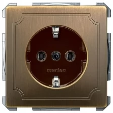 Розетка 16А с защитными шторками (античная латунь) Merten Schneider Electric, MTN2301-4143