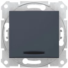 Выключатель 1-клавишный кнопочный с синей подсв., сх. 1А, 10а, 250В (графит) Sedna Schneider Electric, SDN1600170