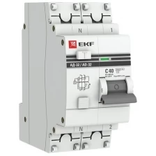Дифференциальный автомат АД-32 1P+N 40А/300мА (хар. C, AC, электронный, защита 270В) 4,5кА EKF PROxima DA32-40-300-pro