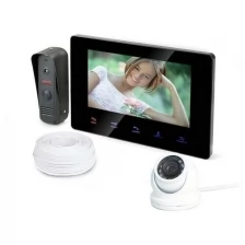 Набор: видеодомофон HD ком B-(707) и KDM-(6413G) (черн) и внутренняя купольная камера - полный комплект системы ограничения доступа в подарочной упаковке