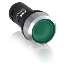 CP1-31G-10 Кнопка с подсветкой зеленая 24В AC/DC с плоской клавишей без фиксации 1НО, металл.кольцо ABB, 1SFA619100R3112