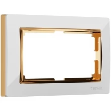 рамка Werkel из пластика для двойной розетки Snabb белый/золото W0081933