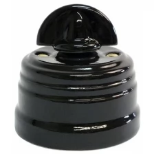 Выключатель поворотный (2-кл) EDISEL Grande черный с ручкой монеткой