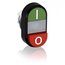 MPD13-11C Кнопка двойная MPD13-11C (зеленая/красная-выступающая) прозрачная линза с текстом (I/O)