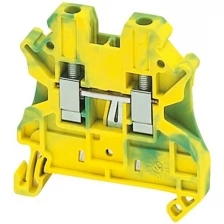 Клеммник винтовой проходной,сечение провода 4мм?, 2 точки подключения (желто-зеленый) Schneider Electric, NSYTRV42PE