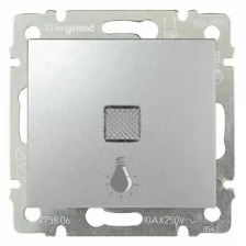 Кнопка Legrand 770113 Valena с подсветкой и символом "лампа",10А, 250В, IP20 (алюминий)