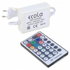 Контроллеры Ecola Контроллер Ecola для RGB ленты 14 × 7 мм, IP68, 220 В, 600 Вт, пульт ДУ