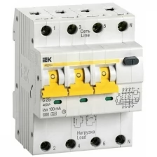 Выключатель автоматический дифференциального тока 4п (3P+N) C 25А 100мА тип A 6кА АВДТ-34 IEK MAD22-6-025-C-100 (Цена за: 1 шт.)