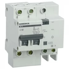 Выключатель автоматический дифференциального тока 2п 50А 300мА АД12 GENERICA IEK MAD15-2-050-C-300 (Цена за: 1 шт.)