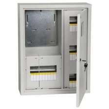 Распределительный шкаф ЩУРн, 18 мод., IP31, навесной, сталь, серая дверь, с клеммами | код. MKM32-N-18-31-ZO | IEK ( 1шт. )