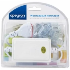 Монтажный комплект Apeyron 04-12 для многоцветной RGB светодиодной ленты. Подключение светодиодов. Шнур питания для светодиодной ленты, крепеж и заглушки 220В, IP44, smd 5050, 60 д/м