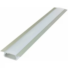 Профиль алюминиевый встраиваемый прямой для светодиодной ленты или неона Apeyron 08-06. Профиль для укладки светодиодной подсветки, рассеиватель белый матовой, цвет серебро, 22 х 8,5 мм, 1 метра, ширина ленты до 10 мм, заглушки - 2 шт.