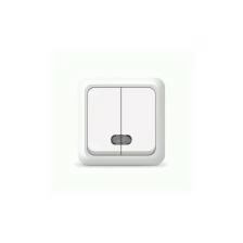Выключатель (3шт в комплекте, цена за шт) с подсветкой UNIVersal Олимп ОУ, 2 клавиши белый (пластиковое огнеупорное основание, индикатор)