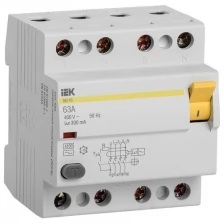 Выключатель дифференциального тока (УЗО) 4п 63А 300мА тип AC ВД1-63 IEK MDV10-4-063-300 (Цена за: 1 шт.)