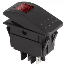 Выключатель клавишный 250 В On-off красный с подсветкой Rexant 36-4490 .
