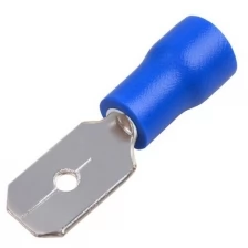 Клемма плоская изолированная Rexant, штекер 6,3 мм, 1,5 - 2,5 мм², синяя, 10 шт