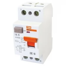 Устройство защитного отключения TDM Electric, ВД1-63, 2 полюса, 16 А, 10 мА, sq0203-0002