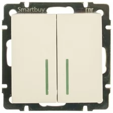 Выключатель проходной 2-клавишный с индикатором 10А белый "Нептун", SmartBuy