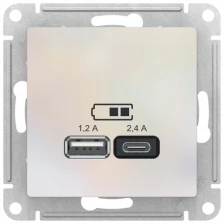 SE AtlasDesign Жемчуг USB Розетка A+С, 5В/2,4А, 2х5В/1,2А, механизм