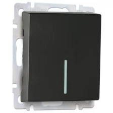 Выключатель проходной 1-клавишный с индикатором 10А черный "Нептун" (SBE-05b-10-SW12-1)