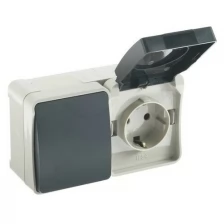 Блок розетка выключатель, IP54 "Сатурн", SmartBuy