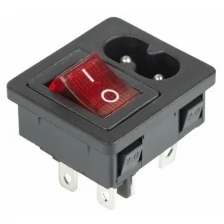 Выключатель клавишный 250 V 6 А (4с) ON-OFF красный с подсветкой и штекером C8 2PIN REXANT Артикул 36-2285 (10_шт)