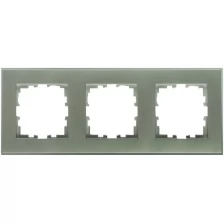 Рамка для розеток и выключателей Lexman Виктория плоская 3 поста цвет серый