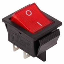Выключатель клавишный 250V 20А (4с) ON-OFF красный с подсветкой REXANT Артикул 36-2340 (10_шт)
