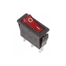 Выключатель клавишный 250V 15А (3с) ON-OFF красный с подсветкой REXANT Артикул 36-2210 (10_шт)