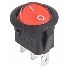 Выключатель клавишный круглый 12V 20А (3с) ON-OFF красный с подсветкой REXANT Артикул 36-2585 (10_шт)