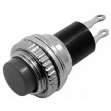 Выключатель-кнопка металл 220V 2А (2с) (ON)-OFF Ø10.2 черная Mini REXANT Артикул 36-3330 (10_шт)