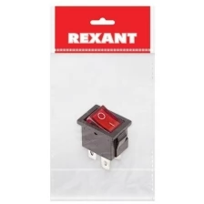 Выключатель клавишный 250V 6А (4с) ON-OFF красный с подсветкой Mini (RWB-207, SC-768) REXANT Индивидуальная упаковка 1 шт Артикул 36-2190-1