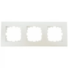 Рамка для розеток и выключателей Lexman Виктория плоская 3 поста цвет жемчужно-белый