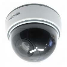 Муляж макет купольной камеры видеонаблюдения для улицы и дома с одним красным мигающим свеодиодом (LED) на трех элементах питания AAA AB-1500
