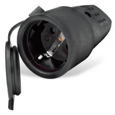 Розетка каучуковая 16а ip44 переносная черная UNIVersal, 602228