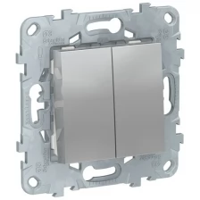 Выключатель 2кл с/у алюминий механизм 10АХ 250В Unica NEW Schneider Electric