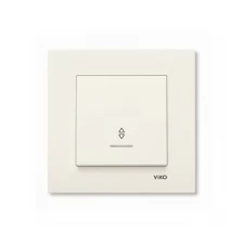Выключатель 1 кл проходной с подсветкой (переключатель) Karre кремовый быстрозажимные контакты встроенный монтаж (Viko), арт. 90960563