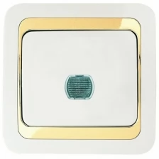 Диммер (светорегулятор) 400W Mimoza белый/ золото нажимной с дист. управлением встроенный монтаж (Makel), арт. 12245