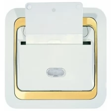 Выключатель с карточным ключом с подсветкой Mimoza белый/ золото без задержки отключ. встроенный монтаж (Makel), арт. 12383