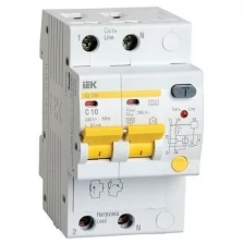 Выключатель автоматический дифференциального тока 2п C 10А 30мА тип A 4.5кА АД-12М IEK MAD12-2-010-C-030 (Цена за: 1 шт.)