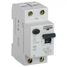 IEK Выключатель дифференциального тока (УЗО) 2п 63А 100мА тип AC ВД1-63 GENERICA IEK MDV15-2-063-100
