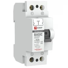 EKF Выключатель дифференциального тока (УЗО) 2п 25А 30мА тип AC Basic электрон.EKF elcb-2-25-30e-sim