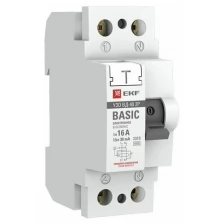 EKF Выключатель дифференциального тока (УЗО) 2п 40А 30мА тип AC Basic электрон.EKF elcb-2-40-30e-sim