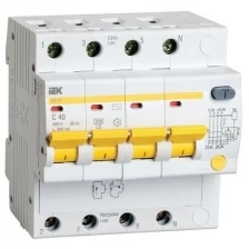 IEK Выключатель автоматический дифференциального тока 4п C 40А 300мА тип AC 4.5кА АД-14 IEK MAD10-4-040-C-300