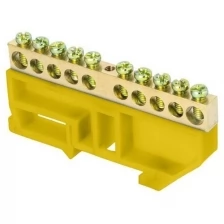 EKF Шина нулевая N 6х9 10 отверстий желтый изолятор на DIN-рейку латунь PROxima EKF sn0-63-10-dz