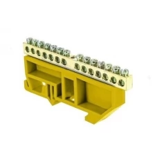 EKF Шина нулевая N 6х9 14 отверстий желтый изолятор на DIN-рейку латунь PROxima EKF sn0-63-14-dz